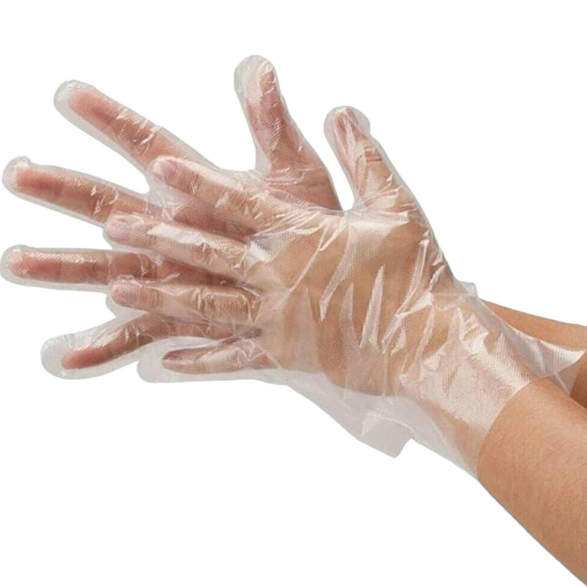 100 Disposable Clear Plastic Polythene Gloves