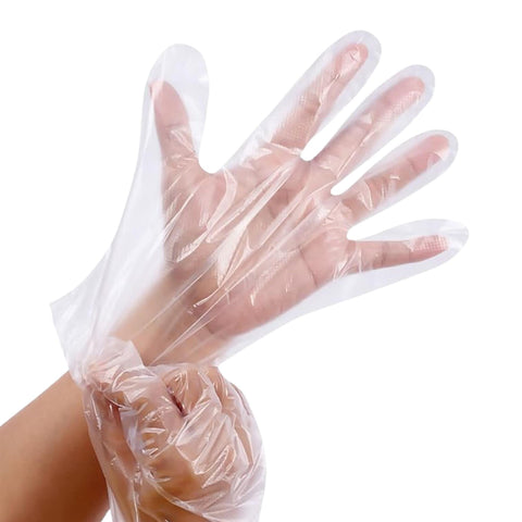 100 Disposable Clear Plastic Polythene Gloves