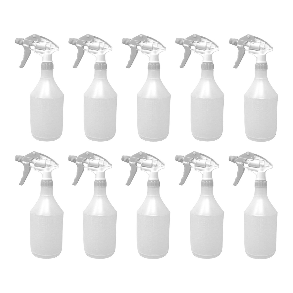 Pack Of 10 Reusable White Trigger Spray Bottle 750ml Heavy Duty