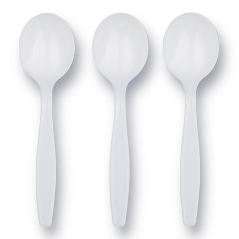 100 White Heavy Duty Plastic Spoons