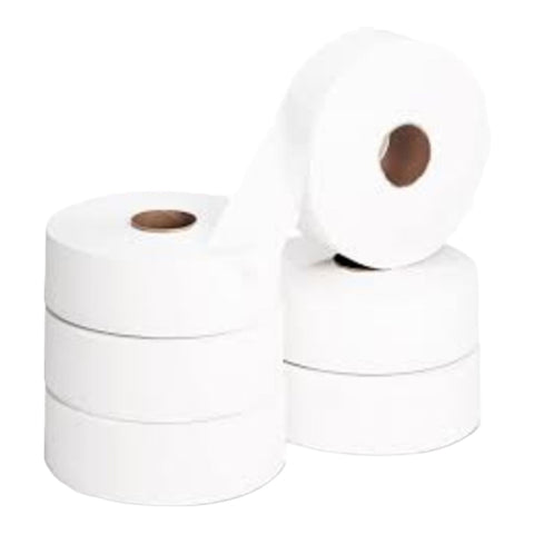300m Jumbo Toilet Rolls, Case of 6 White Toilet Rolls