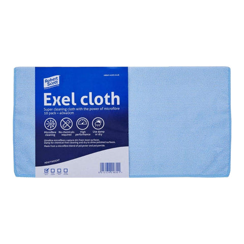 10 Pack of Blue Lint Free Microfibre Exel Super Magic Cleaning Cloths For Polishing, Washing, Waxing And Dusting