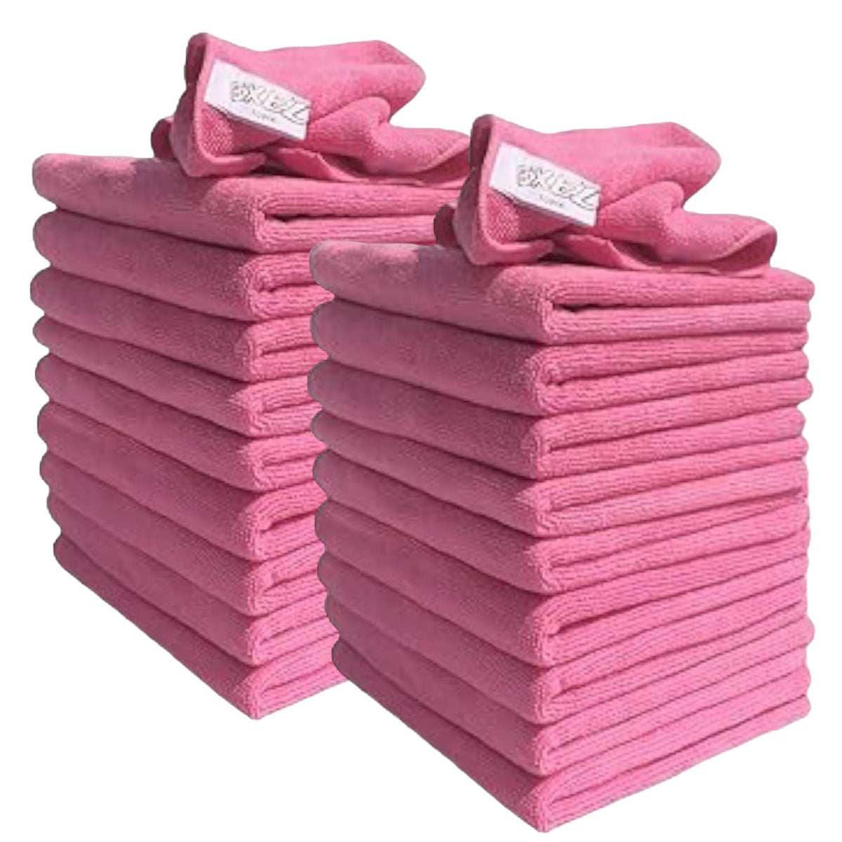 20 Pink Exel Microfibre Cloths, Lint Free, For Polishing, Washing, Waxing And Dusting