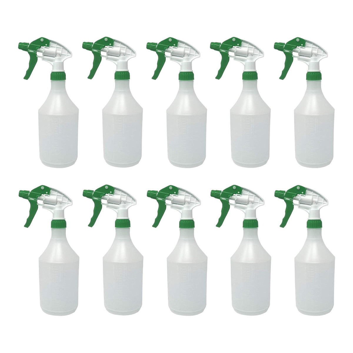 Pack Of 10 Reusable Green Trigger Spray Bottle 750ml Heavy Duty