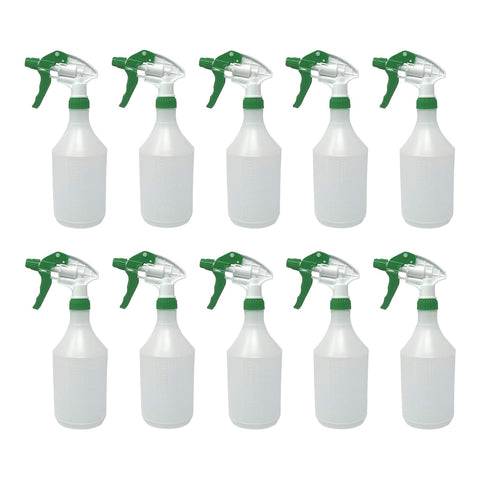 Pack Of 10 Reusable Green Trigger Spray Bottle 750ml Heavy Duty