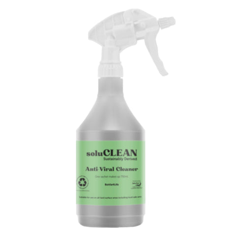 Soluclean, Anti-Viral Cleaner, 750ml Empty Trigger Spray Bottle for HouseHold Cleaning, Made from 100% Recycled Materials