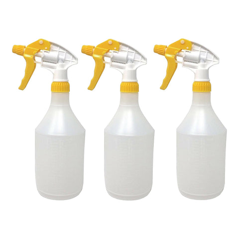 Pack Of 3 Reusable Yellow Trigger Spray Bottle 750ml Heavy Duty