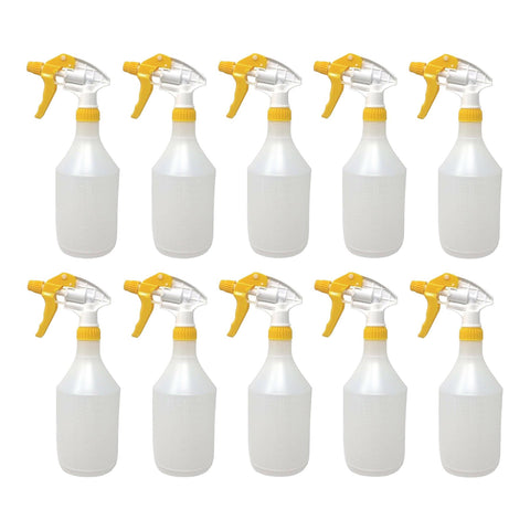 Pack Of 10 Reusable Yellow Trigger Spray Bottle 750ml Heavy Duty