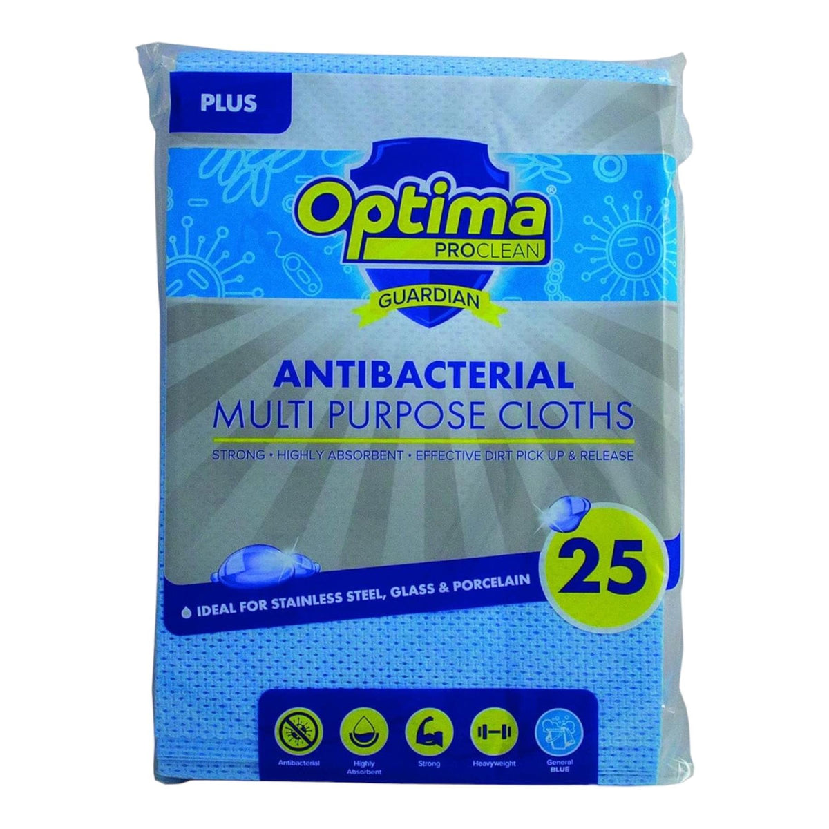 Optima Proclean Semi-Disposable Multi-Purpose Cleaning Cloths, Blue, Pack of 25