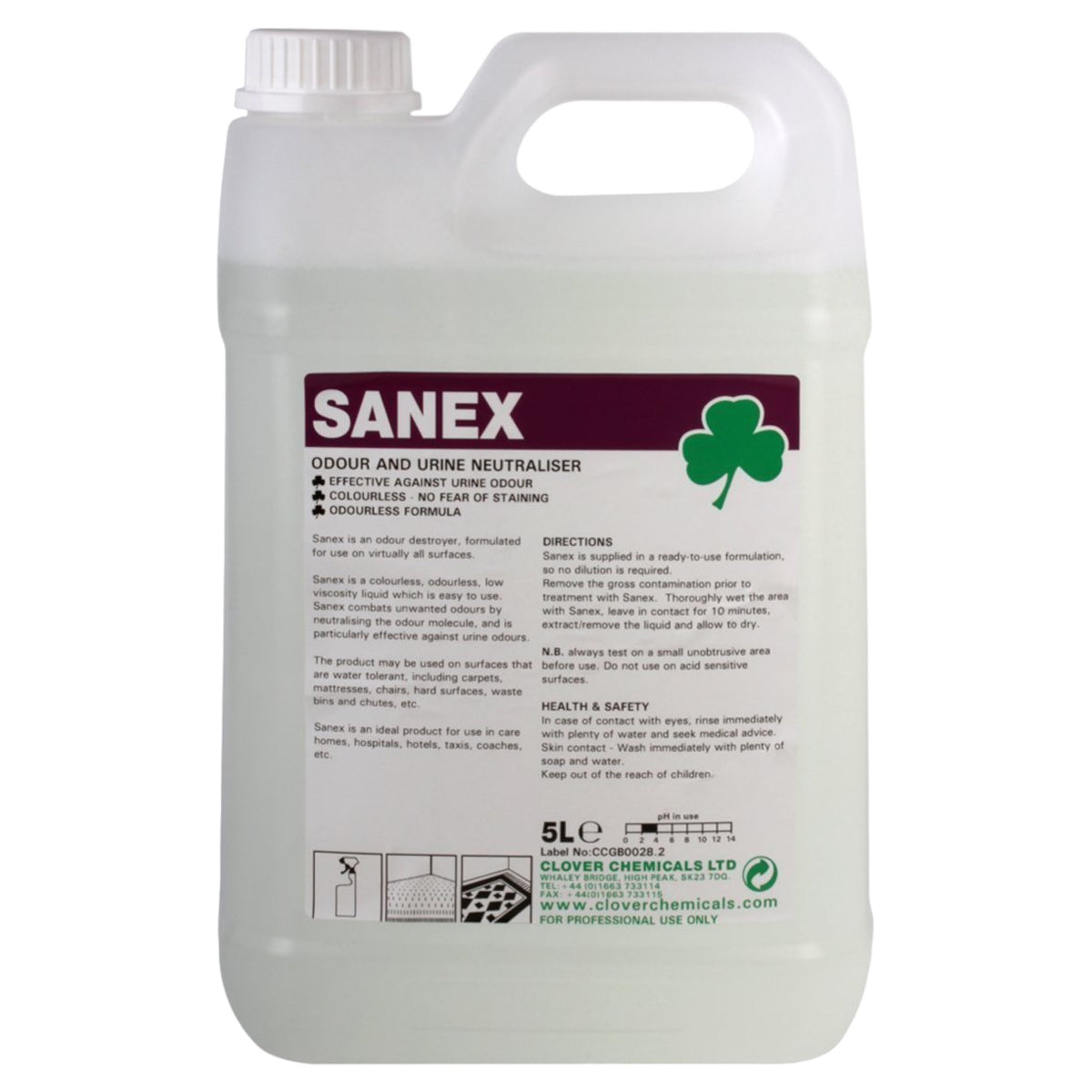 Clover Chemicals Sanex Deodoriser and Urine Neutraliser 5 Litre