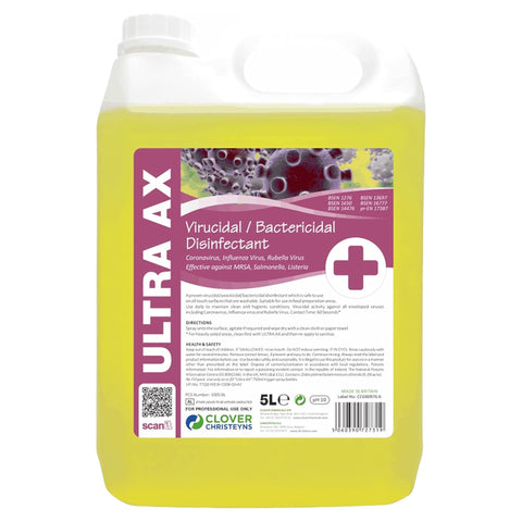 Clover Chemicals Ultra AX - 10L Viricidal Cleaner 5 Litre