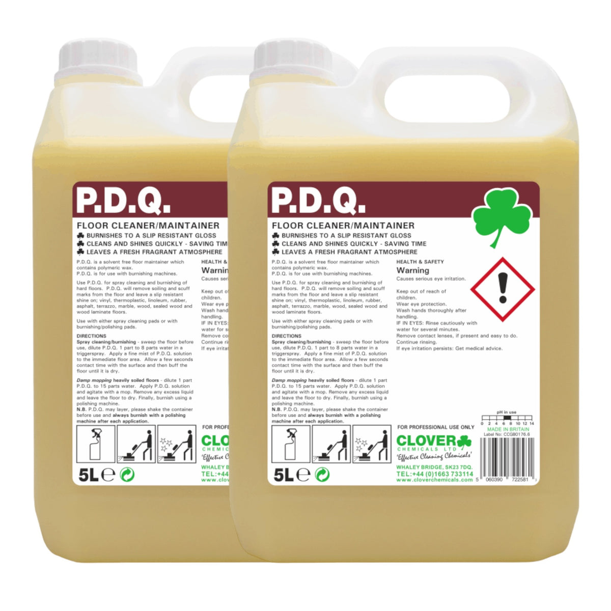 Clover Chemicals PDQ Solvent-free Polymeric Wax Floor Maintainer 10 Litre