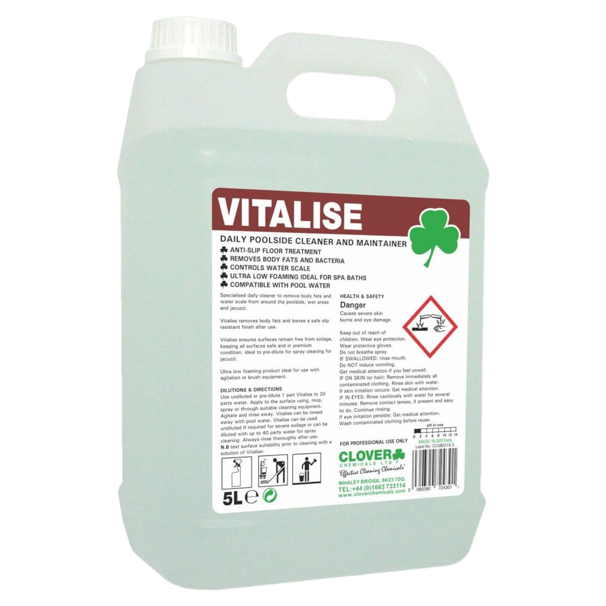 Clover Chemicals Vitalise Poolside Cleaner and Maintainer 5 Litre