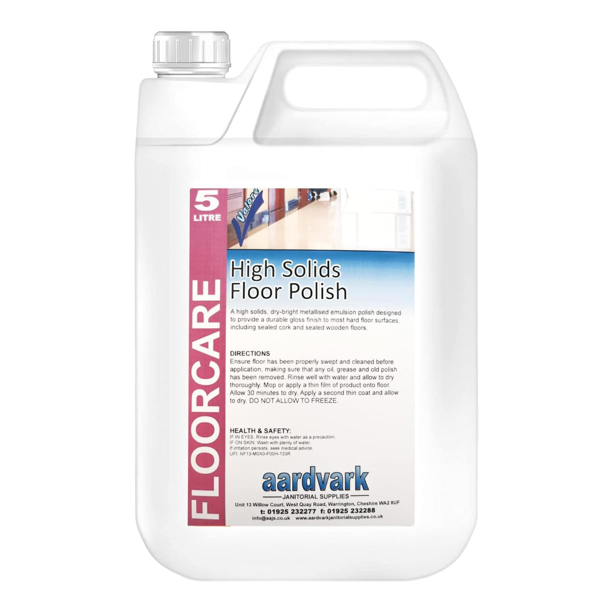 Aardvark Janitorial Supplies High Solids Floor Polish 5 Litre