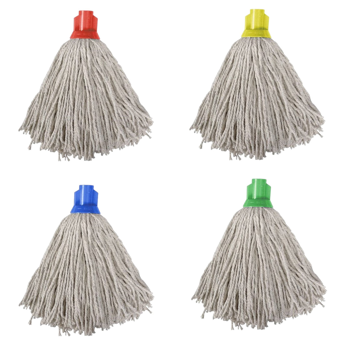 Swift Cotton Mop Heads, One of Each Colour, Red, Blue, Green, Yellow
