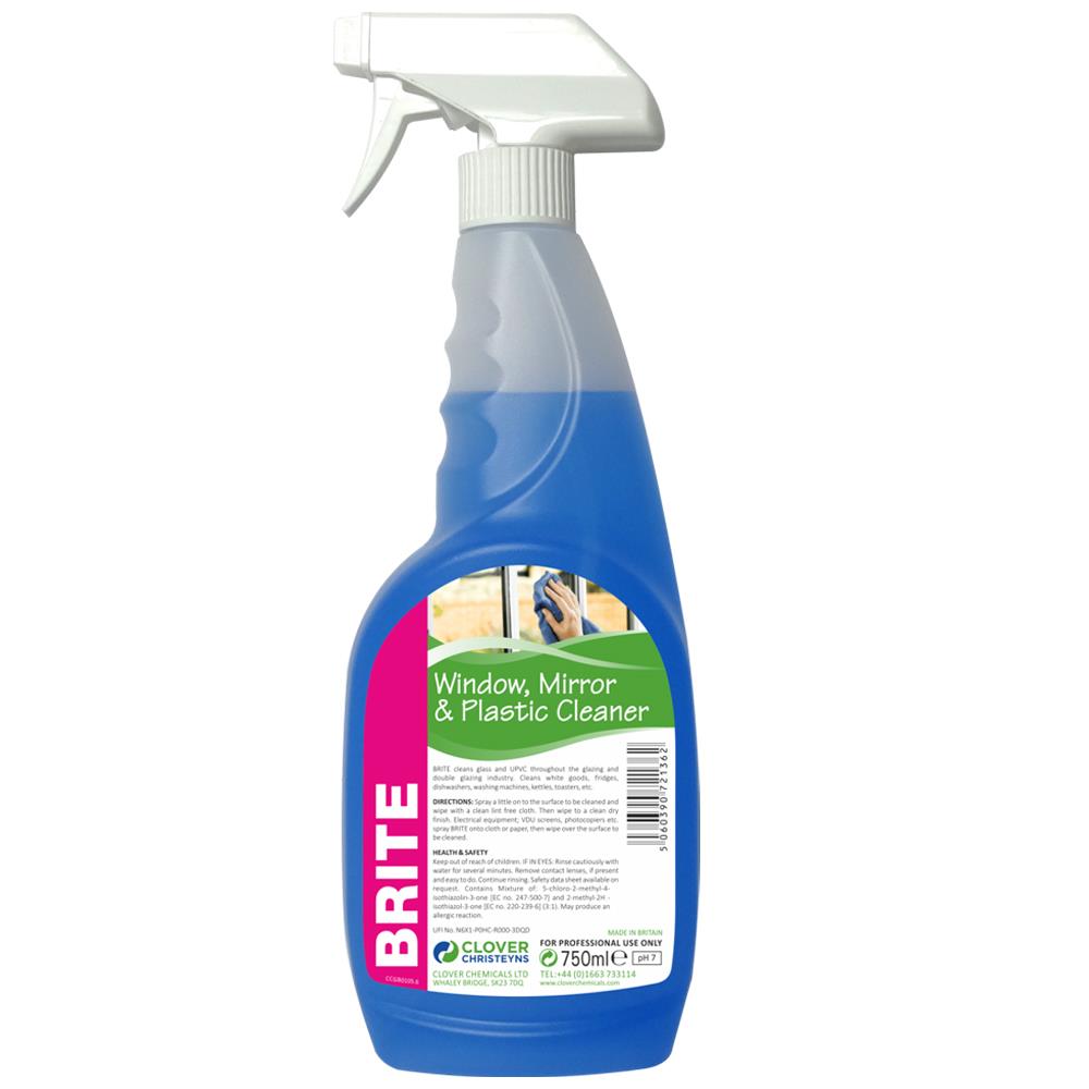 Clover Chemicals Brite Window Glass Cleaner 750ml Trigger Bottle