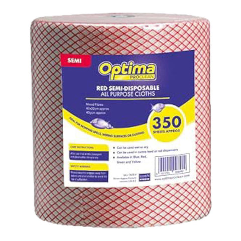 Optima Proclean Lightweight All Purpose Cleaning Cloths 350 Red