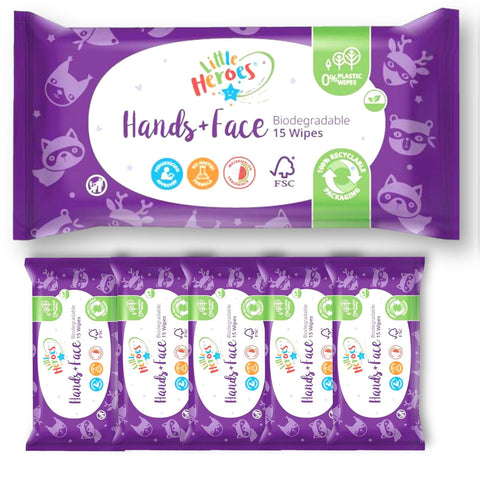 Little Heroes - Hands & Face Biodegradable Wipes (6 Packs)