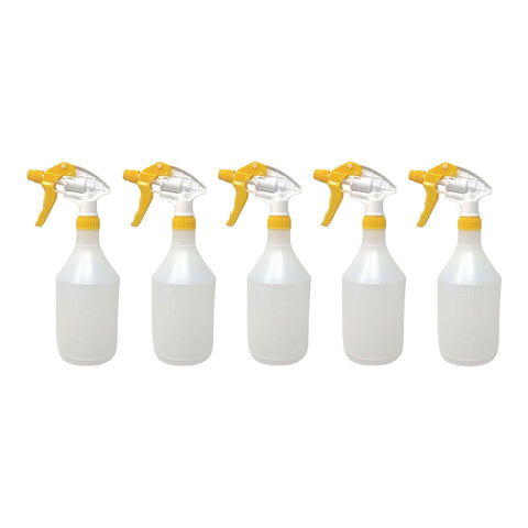 Pack Of 5 Reusable Yellow Trigger Spray Bottle 750ml Heavy Duty