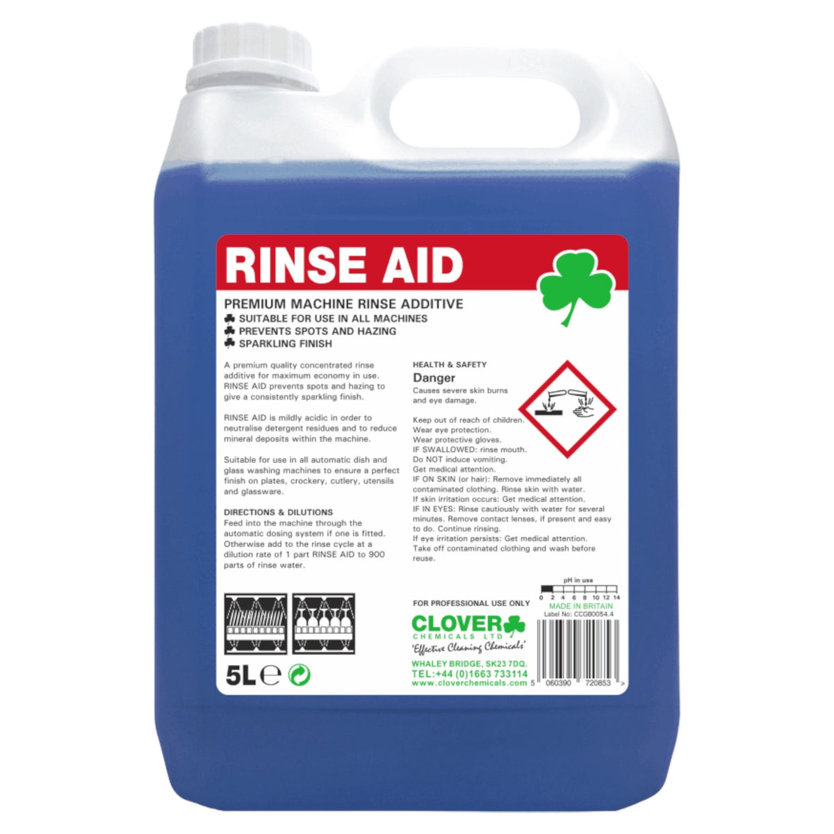 Clover Chemicals Rinse Aid 5 Litre Premium Dish and Glass Wash Machine Additive