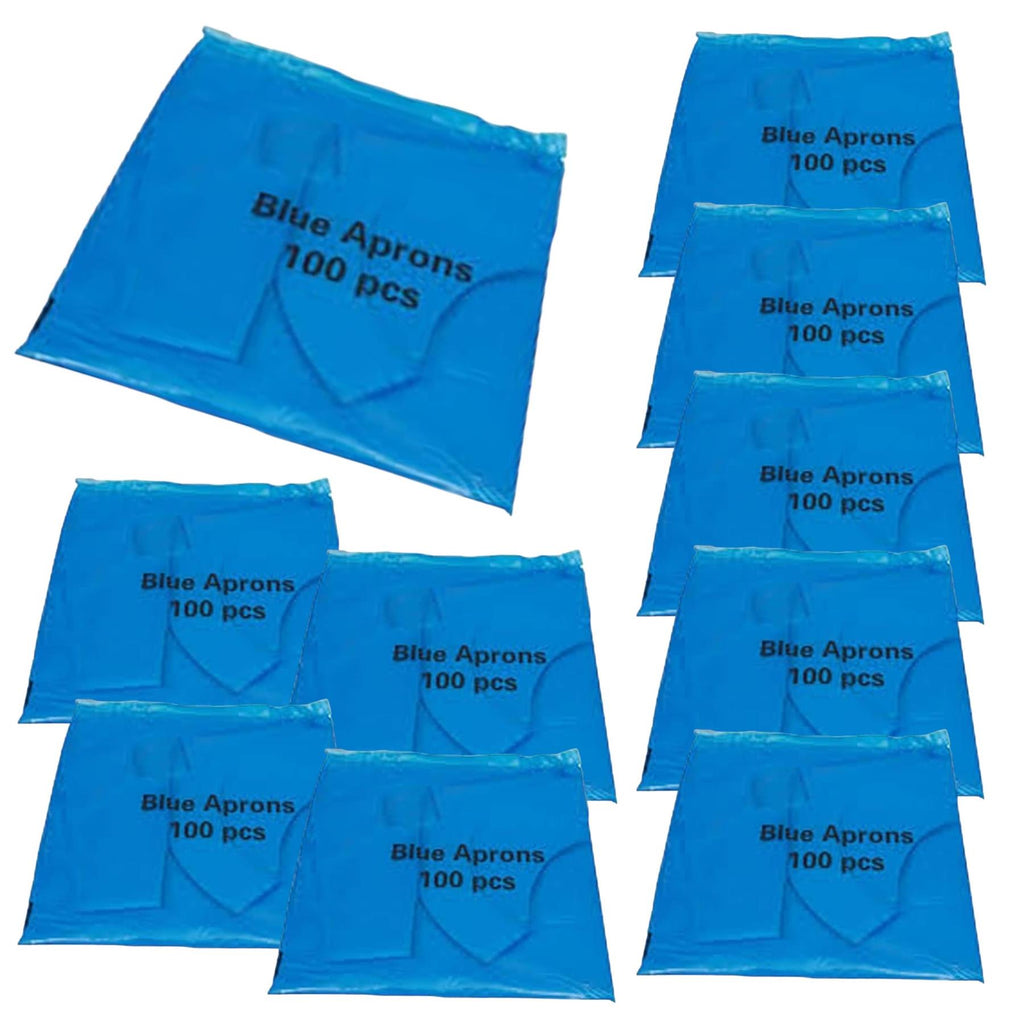 1000 Disposable Blue Aprons, Flat Packed (10 Packs of 100 Blue Aprons ...