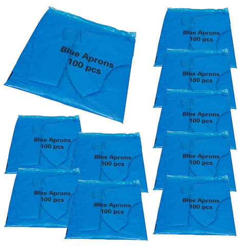 1000 Disposable Blue Aprons, Flat Packed (10 Packs of 100 Blue Aprons)