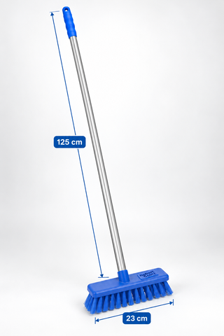 Colour Coded Screw-Fit Broom Set - 125cm Aluminium Handle with 23/30/45cm Brush Head - Soft & Stiff - Green, Red, Yellow & Blue
