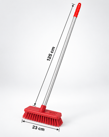 Colour Coded Screw-Fit Broom Set - 125cm Aluminium Handle with 23/30/45cm Brush Head - Soft & Stiff - Green, Red, Yellow & Blue