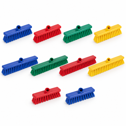 Colour Coded Broom / Scrub Heads – Stiff & Soft -  23cm, 30cm & 45cm Professional Screw-Fit Cleaning Heads