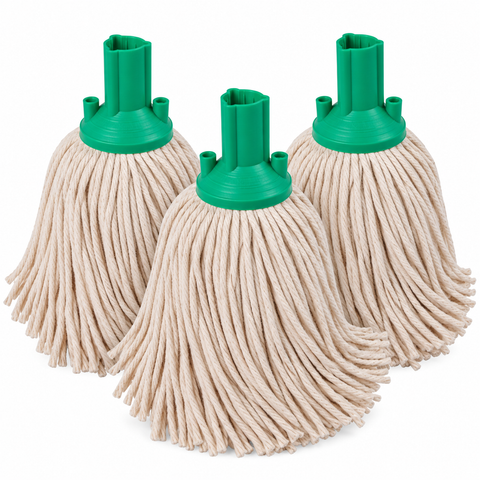 Exel Cotton Mop Head - Colour Coded Professional Screw-Fit Mop Head - Red, Blue, Green & Yellow