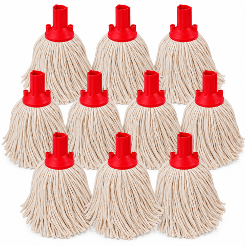 Exel Cotton Mop Head - Colour Coded Professional Screw-Fit Mop Head - Red, Blue, Green & Yellow