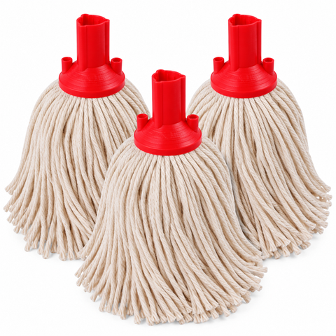 Exel Cotton Mop Head - Colour Coded Professional Screw-Fit Mop Head - Red, Blue, Green & Yellow