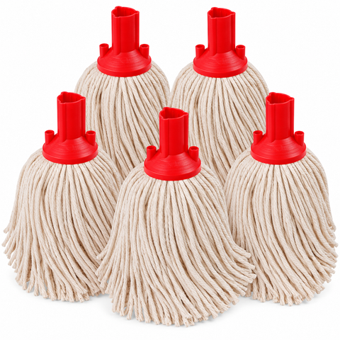 Exel Cotton Mop Head - Colour Coded Professional Screw-Fit Mop Head - Red, Blue, Green & Yellow