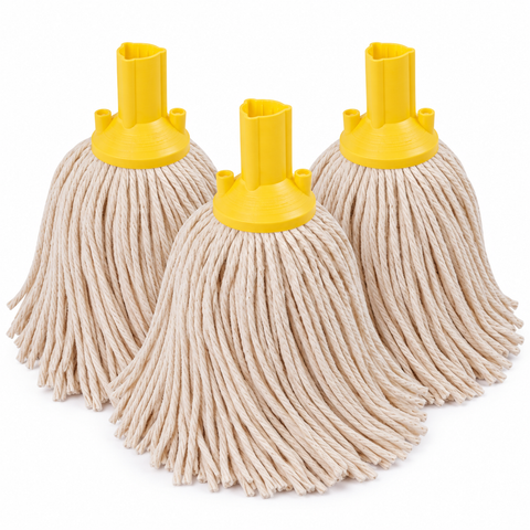 Exel Cotton Mop Head - Colour Coded Professional Screw-Fit Mop Head - Red, Blue, Green & Yellow