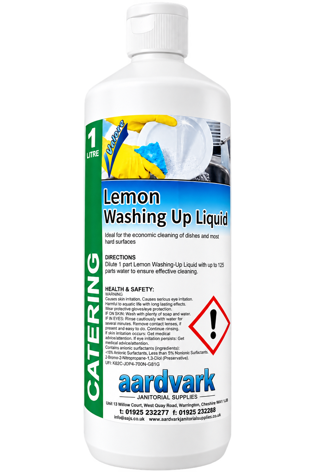 Lemon Washing Up Liquid - Concentrated Professional Dishwashing & Hard Surface Cleaner - 1L