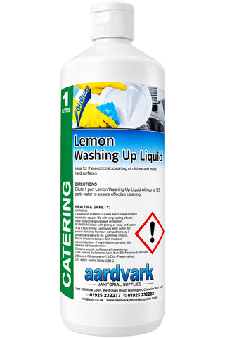 Lemon Washing Up Liquid - Concentrated Professional Dishwashing & Hard Surface Cleaner - 1L