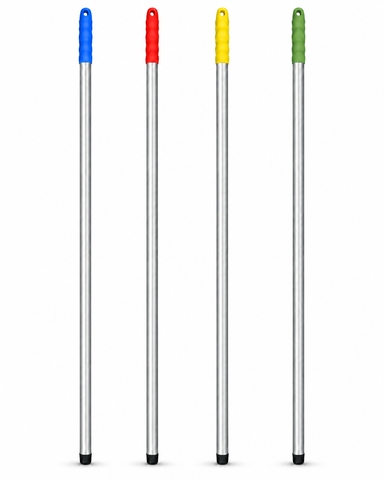 Colour Coded Aluminium Handle – Professional Screw-Fit Handle for Mops & Brushes - Green, Red, Blue & Yellow