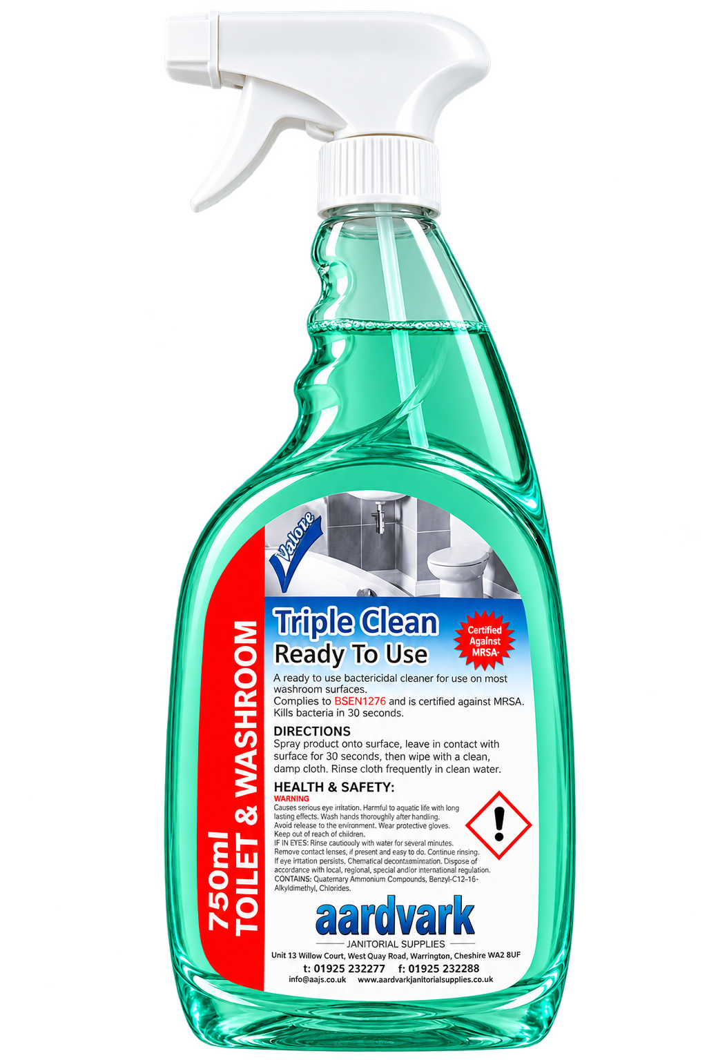 Triple Clean Ready-To-Use Washroom Cleaner - Professional Bactericidal Spray - 750ml