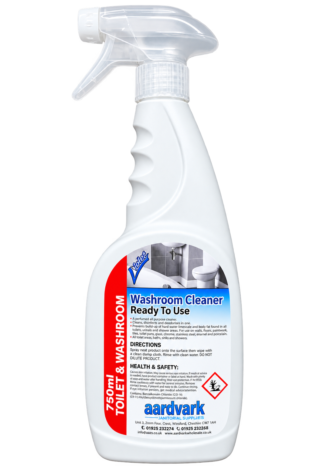 Washroom Cleaner - Professional Toilet & Bathroom Cleaning Spray - 750ml