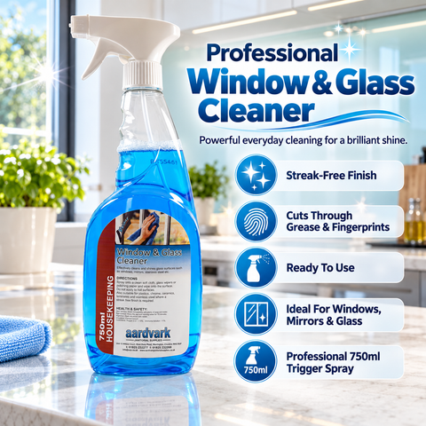 Window & Glass Cleaner - Professional Streak-Free Glass & Surface Cleaner - 750ml