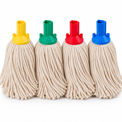 Exel Cotton Mop Head - Colour Coded Professional Screw-Fit Mop Head - Red, Blue, Green & Yellow