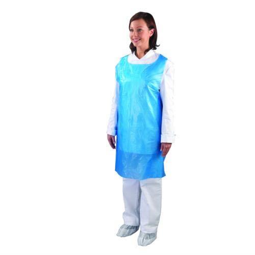 1000 Disposable Blue Aprons, Flat Packed (10 Packs of 100 Blue Aprons)