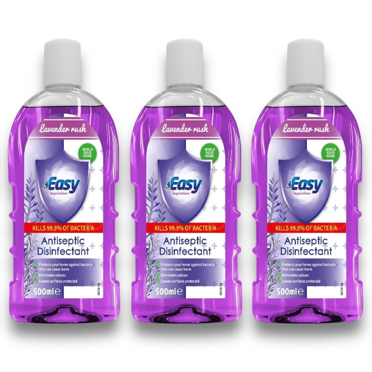 Easy, Antiseptic Disinfectant, Lavender, 3 x 500ml