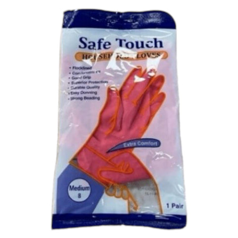 Safe Touch Pink Gloves, 1 Pair, Size Medium