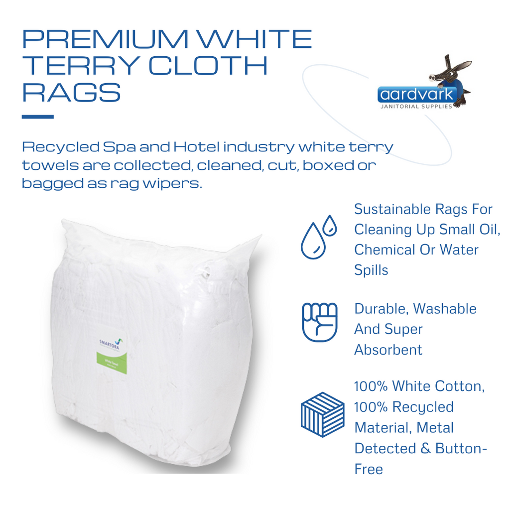 Premium White Terry Cloth Rags 8KG (Turkish Towel 8KG) – Aardvark ...