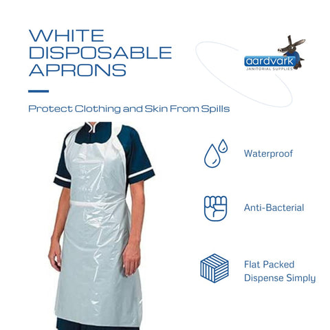 100 Disposable White Aprons ,Flat Packed