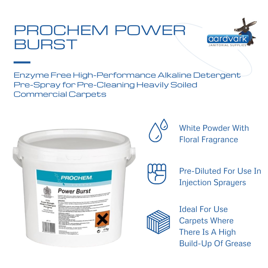 Prochem Power Burst Carpet Cleaning Detergent 4KG – Aardvark Janitorial ...