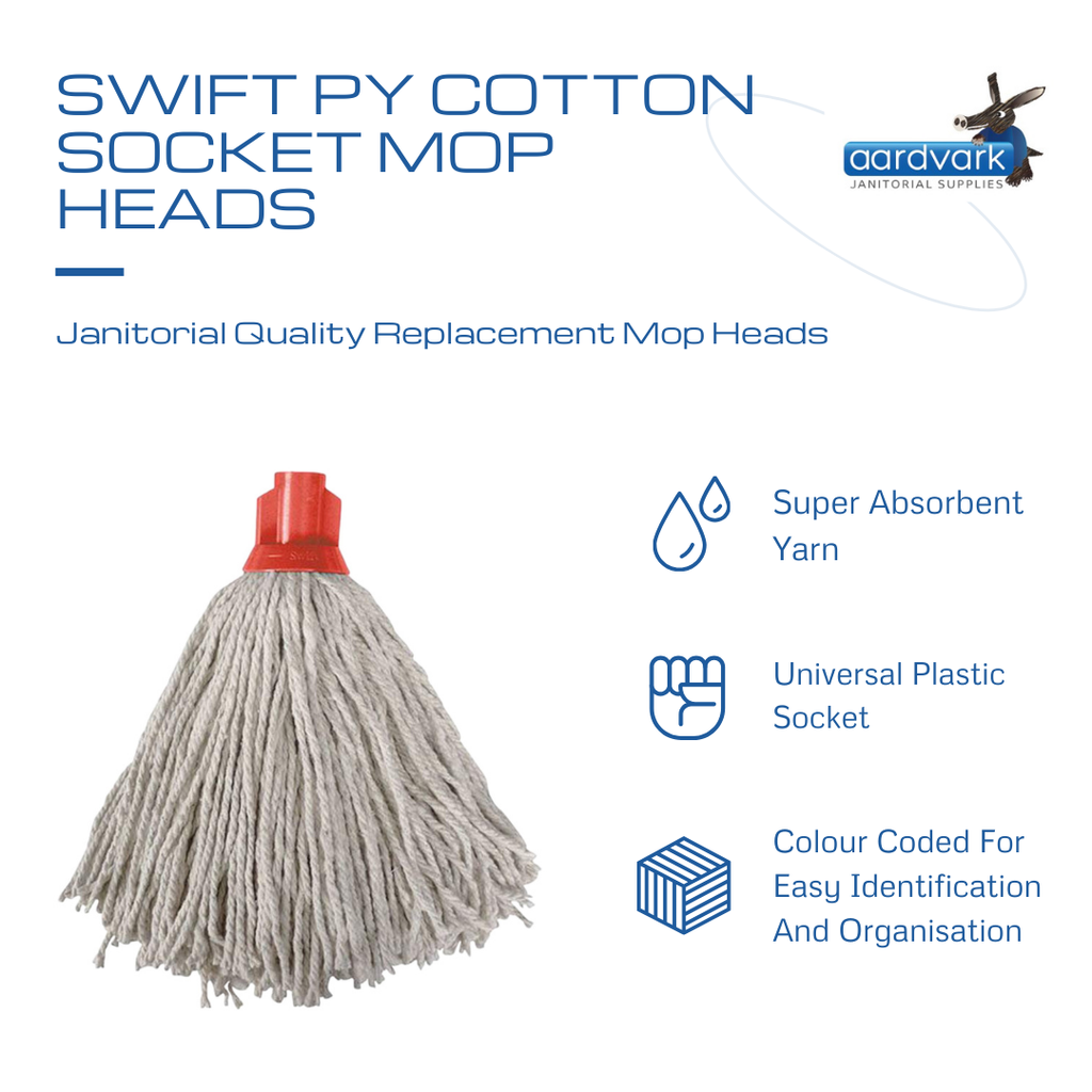 Swift PY Cotton Socket Mop, Pack of 3 Red – Aardvark Janitorial Supplies