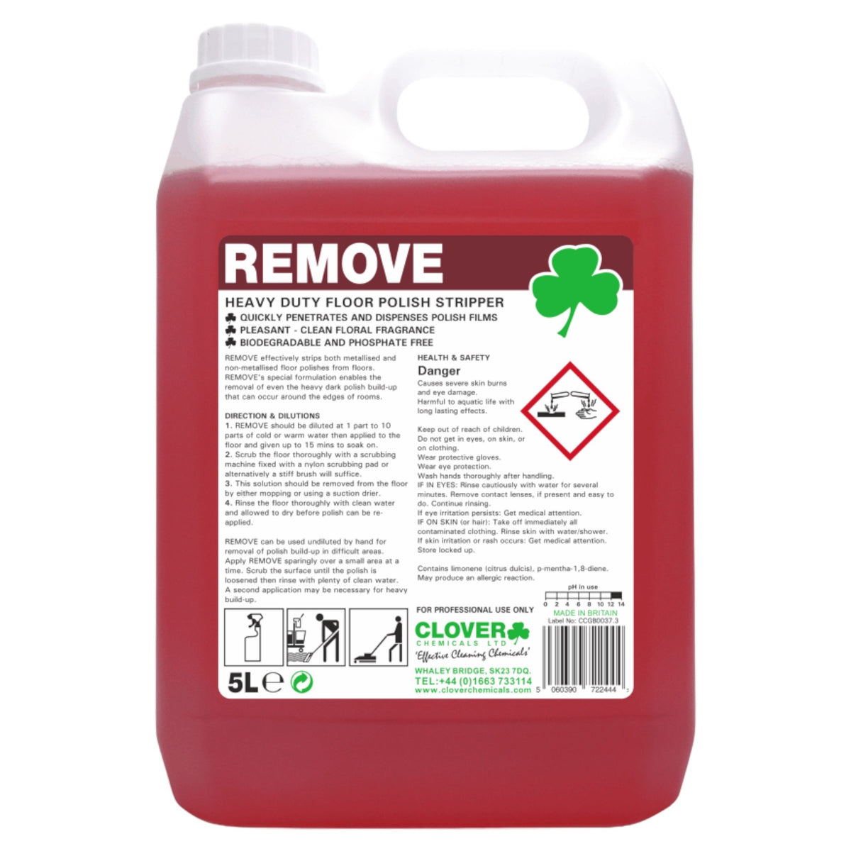 Clover Chemicals Remove Floor Stripper 5 Litre