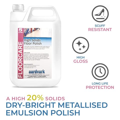 Aardvark Janitorial Supplies High Solid Floor Polish 10 Litre